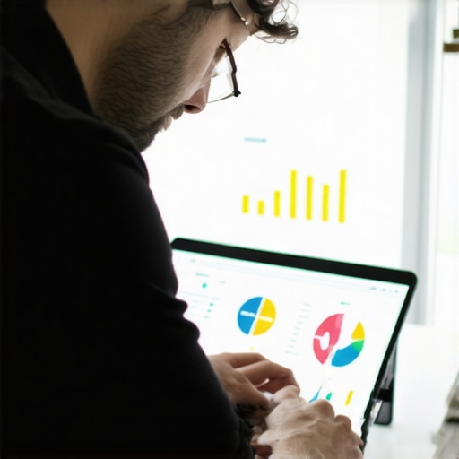 Digital marketer reviewing local SEO analytics on a laptop