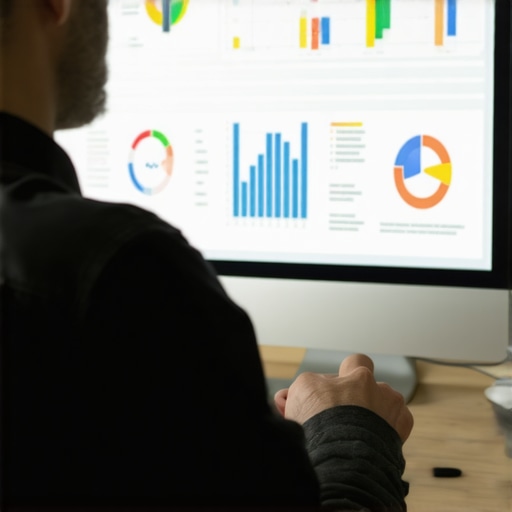 Digital marketer reviewing local SEO analytics and growth charts