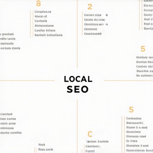 Diagram showing local SEO steps from profile optimization to backlink building.