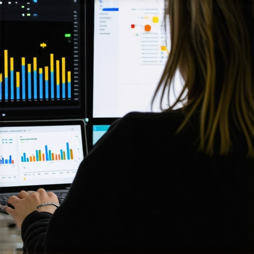 A person analyzing local SEO performance with various digital tools displayed on a computer screen.