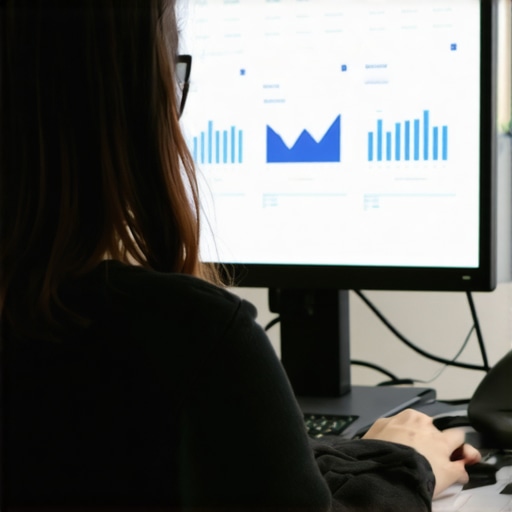Person analyzing SEO data on a computer with charts and graphs to maintain local search rankings.