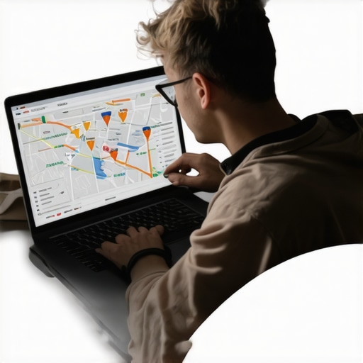 Marketing professional reviewing local SEO performance charts on a laptop