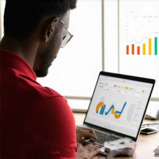 Person analyzing local SEO data on a computer with charts and graphs