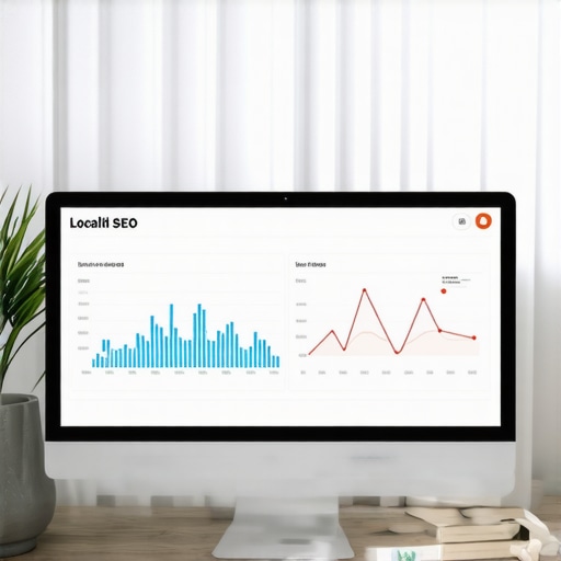 Screenshot of local SEO analytics dashboard with graphs and ranking metrics.