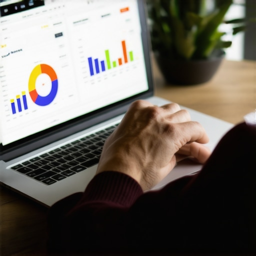 Managing Local SEO Tools Person analyzing local SEO analytics on a laptop to maintain Google Business rankings.