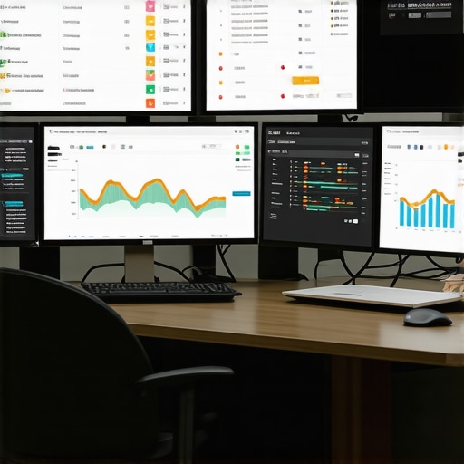 Person analyzing local SEO performance metrics on multiple screens.