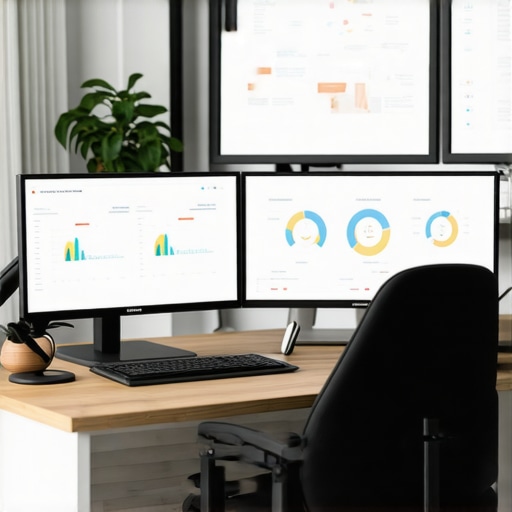 Advanced Tools for Local SEO Maintenance A professional SEO workstation with screens showing analytics, rank tracking, and citation management tools.
