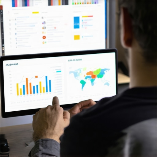 Person reviewing local SEO performance metrics and Google Maps ranking data.