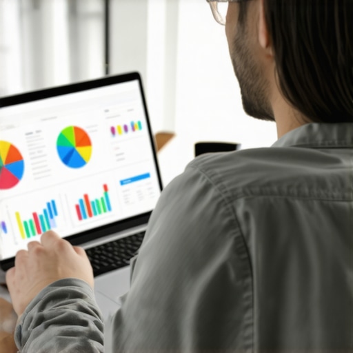 Analyzing Local SEO Data for Strategy Business owner reviewing local SEO analytics on computer.