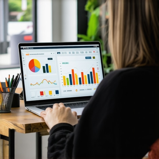 Ongoing Local SEO Maintenance with Analytics Tools Person reviewing local search rankings and analytics on a laptop for SEO maintenance.