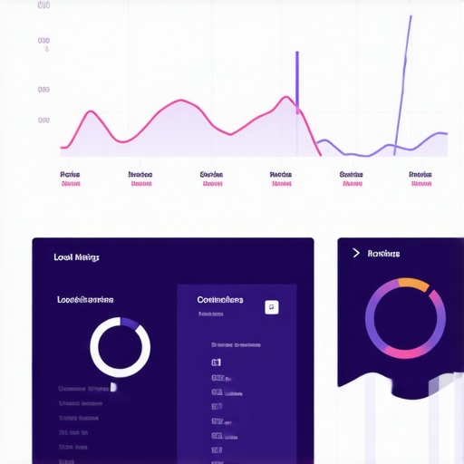 Close-up of a digital dashboard displaying local SEO metrics and rankings with notifications