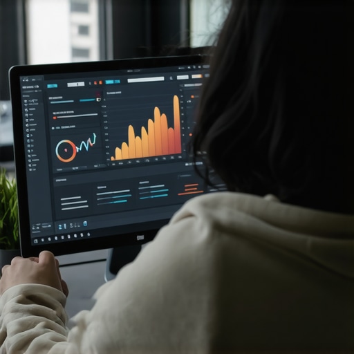 Digital marketer reviewing local SEO performance with charts and graphs.