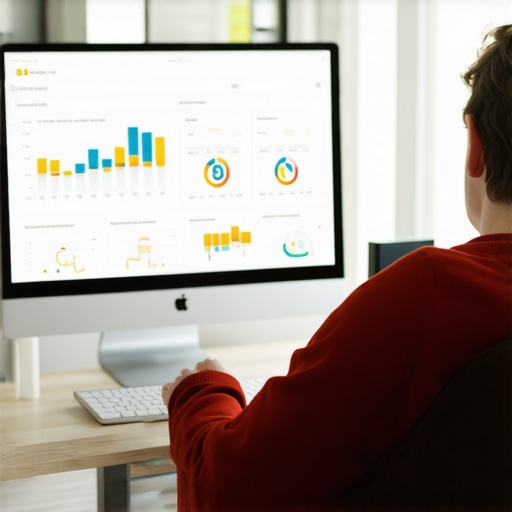 Person reviewing local SEO performance metrics on a laptop with detailed charts.