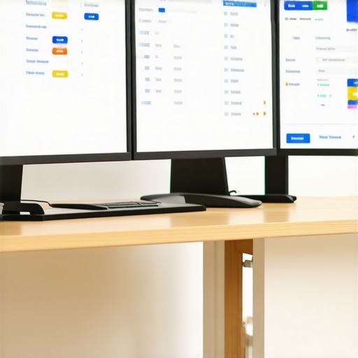 SEO Tools Workspace Desk setup with BrightLocal and SEMrush dashboards for local SEO monitoring
