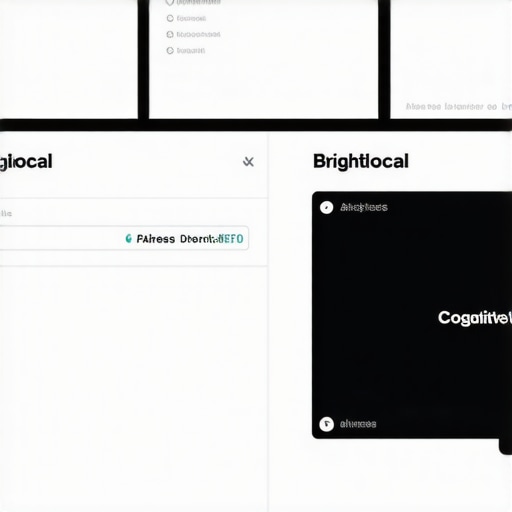 Screenshots of BrightLocal, Ahrefs, and CognitiveSEO interfaces used for local SEO management.