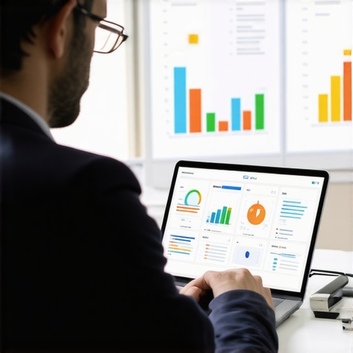 Person analyzing local SEO performance metrics on a laptop