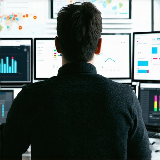 Person reviewing local SEO analytics on multiple computer screens