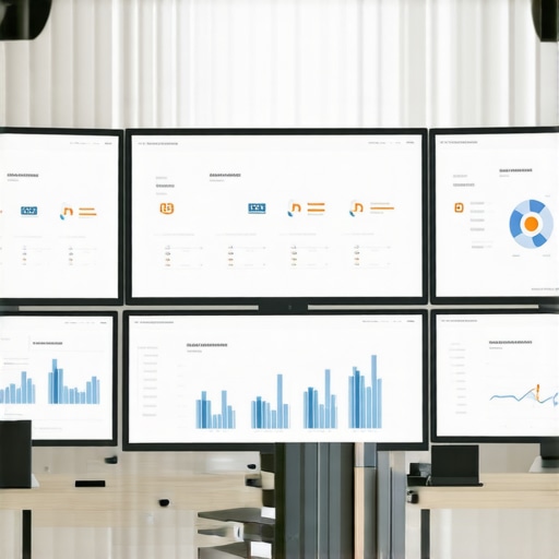 Desk setup with SEO software and ranking dashboards.