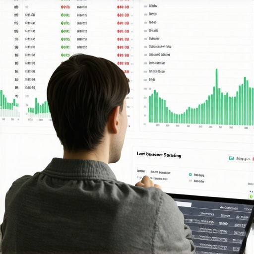 Marketer reviewing analytics dashboard comparing online rankings and physical store foot traffic.