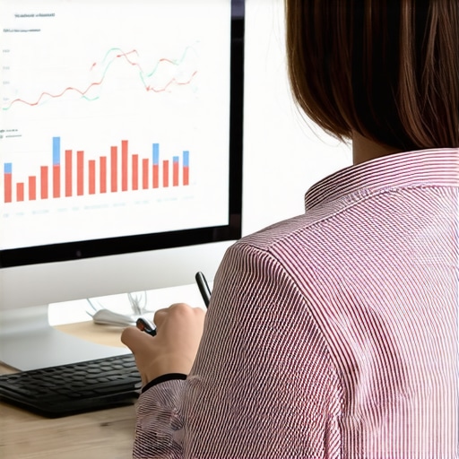 Business analyst reviewing local SEO performance metrics on a laptop.